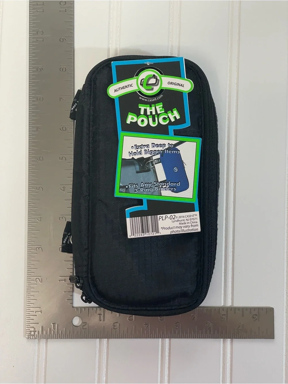 Case-It The Pouch Black Zippered Pencil & Tech Case with Grommets PLP-02
